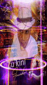 a painting of a man in a white hat with zurkini founder written on it