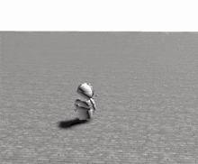 a computer generated image of a person standing in front of a large black object