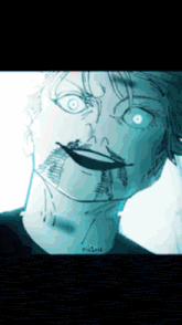 a drawing of a man with blood coming out of his nose