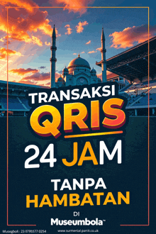 a poster that says " transaksi qris 24 jam " on it