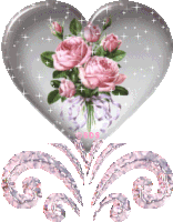Hearts Flowers Sticker - Hearts Flowers Glittery Stickers