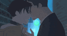 a couple of men are kissing in a cartoon