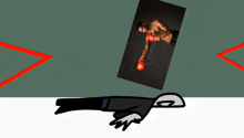 a drawing of a man with boxing gloves pointing at a picture of a man with boxing gloves