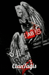 a poster of a woman with wings and the words rock i ab s on it
