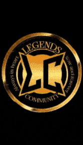 a gold circle with the words legends community on it