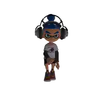 a cartoon character wearing headphones and a t-shirt that says nintendo