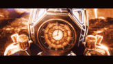 a clock with roman numerals on it shows the time as almost 5:00