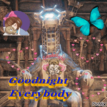 a picture that says goodnight everybody with a teddy bear on it