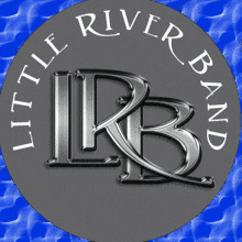 a logo for the little river band is displayed on a blue background