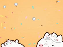 a cartoon drawing of two animals with sprinkles on their heads