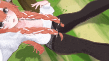 a pixel art drawing of a girl with red hair