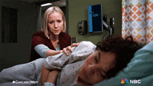 two women in a hospital room with #chicagomed written in the corner