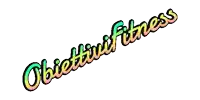 a rainbow colored logo for objective fitness