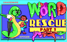 a video game called word rescue part 1 has a worm holding an umbrella