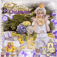 a picture of a girl with the name chaewon on the bottom