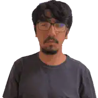 a man with glasses and a beard is making a gesture