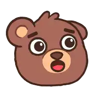 a cartoon drawing of a teddy bear with a surprised expression on its face