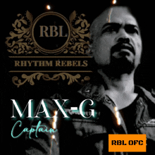 a poster for max-g captain shows a man with a beard