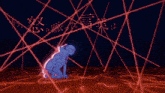 a painting of a person 's torso with a blue and red glow