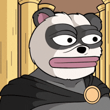 a cartoon of a panda bear wearing a hood