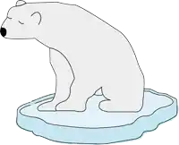 a polar bear sitting on top of a piece of ice