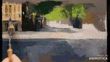 a painting is being painted with the words made in animotica on the bottom