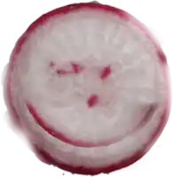 a close up of a slice of radish with a smiley face on it