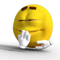 a yellow smiley face with a hand on its mouth