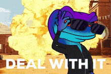 a cartoon of a lizard wearing sunglasses with the words deal with it below it