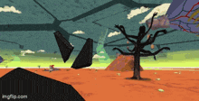 a cartoon drawing of a tree with arms reaching out towards the sky