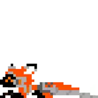 it looks like a pixel art of a fox laying down .