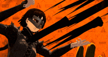 a woman wearing a mask is holding a sword in her hand