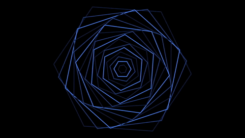 a black background with a blue geometric pattern in the center