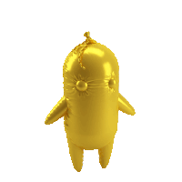a yellow balloon with a string coming out of it 's mouth