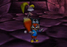 a cartoon squirrel is standing next to a cartoon rabbit