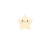a star with a face and pink cheeks is surrounded by white stars