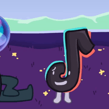 a cartoon drawing of a letter j with a face and legs
