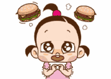 burger hungry baby girl kawaii cute