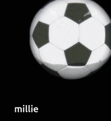 a cartoon of a soccer player with the name millie on the bottom