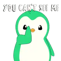 a green and white penguin with the words you can 't see me