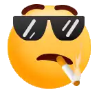 a smiley face is wearing sunglasses and smoking a cigarette .