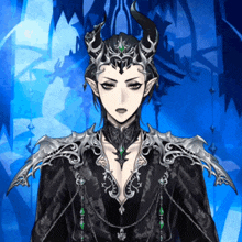 a drawing of a demon with horns and chains around his neck