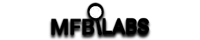 a black and white logo for mfblabs with a magnifying glass