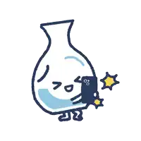a cartoon drawing of a bottle with a smiley face on it