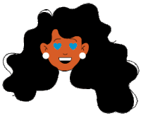 a cartoon illustration of a woman with heart shaped eyes and earrings .