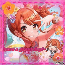 a picture of a girl with flowers in her hair and the words have a great day on the bottom