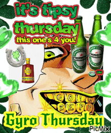 a poster that says it 's tipsy thursday