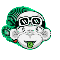 a cartoon of a monkey with glasses and a dollar sign on its face