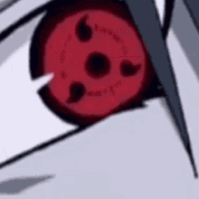 a close up of a person 's eye with a red circle in the middle of it .
