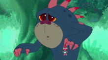 a cartoon drawing of a monster holding a troll